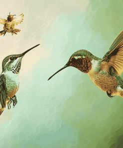 Hummingbird and Bee Nature Diamond Painting