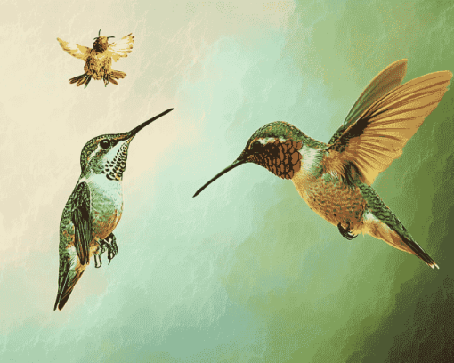 Hummingbird and Bee Nature Diamond Painting