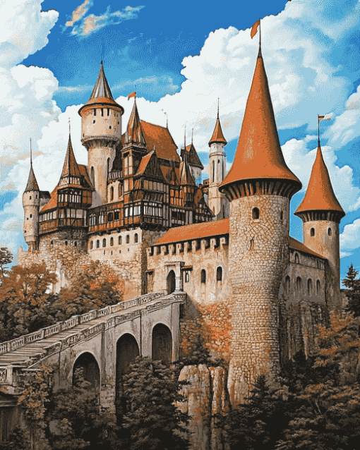 Hunedoara Castle Architecture Diamond Painting