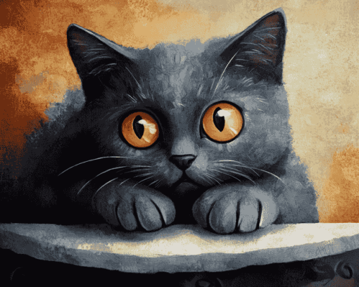 Hungry Black Cat Diamond Painting