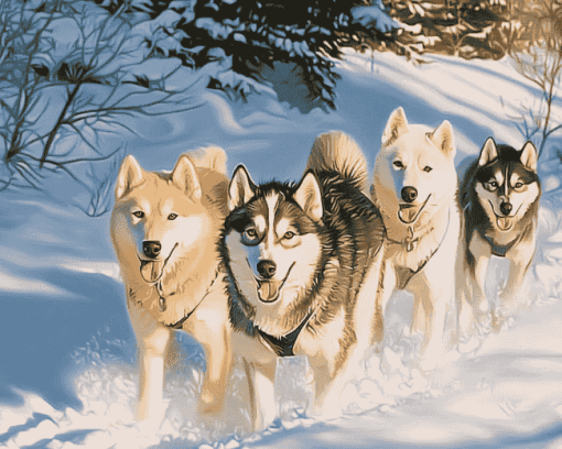 Husky Adventure Diamond Painting