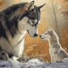 Husky and Dapple Horse Animals Diamond Painting