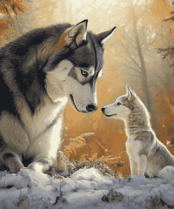 Husky and Dapple Horse Animals Diamond Painting