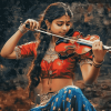 Indian Woman Violinist Diamond Painting