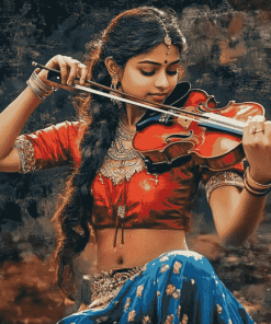 Indian Woman Violinist Diamond Painting