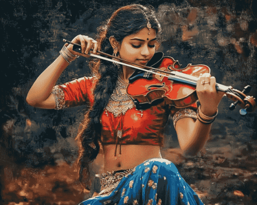 Indian Woman Violinist Diamond Painting