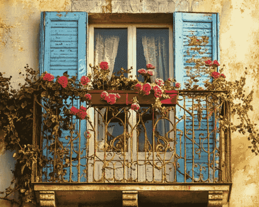 Italian Blossoms Balcony Diamond Painting