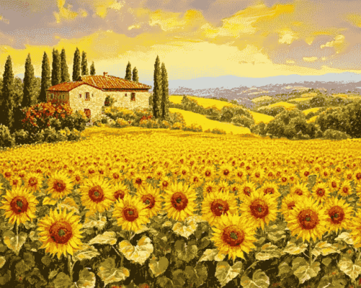 Italy Sunflower Landscapes Diamond Painting