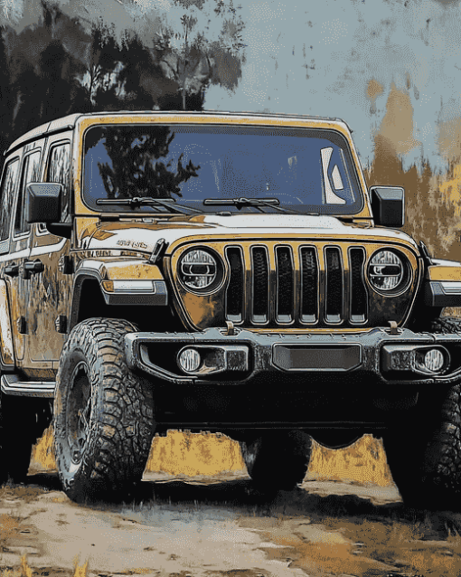 Jeep Wrangler Black SUV Diamond Painting