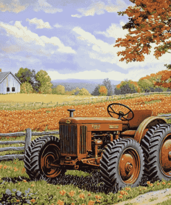 John Sloane Rusty Tractor Scene Diamond Painting