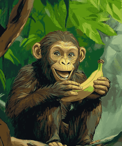 Jungle Monkey Banana Fun Diamond Painting