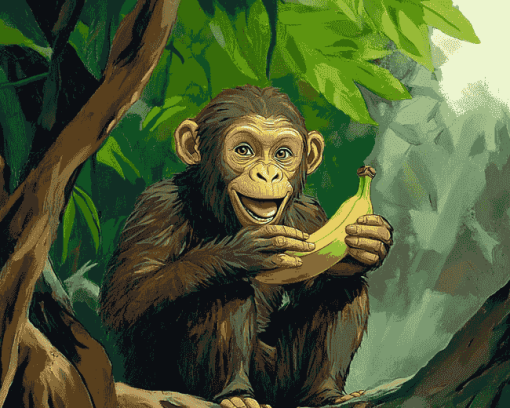 Jungle Monkey Banana Fun Diamond Painting