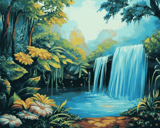 Jungle Waterfalls Diamond Painting