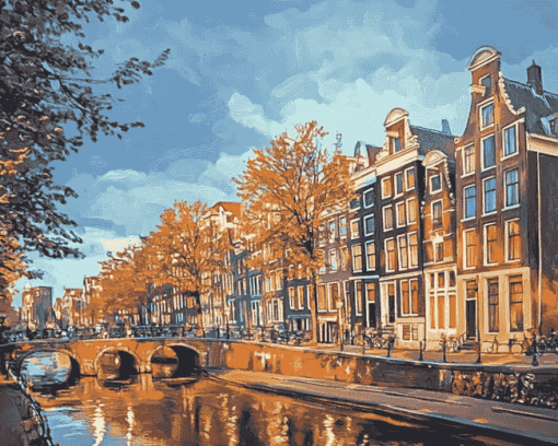 Keizersgracht Amsterdam Cityscape Diamond Painting