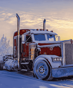 Kenworth Semi Truck in Snow Diamond Painting