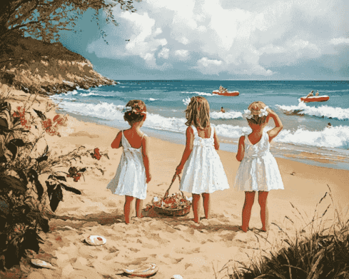 Kids on Seaside Diamond Painting