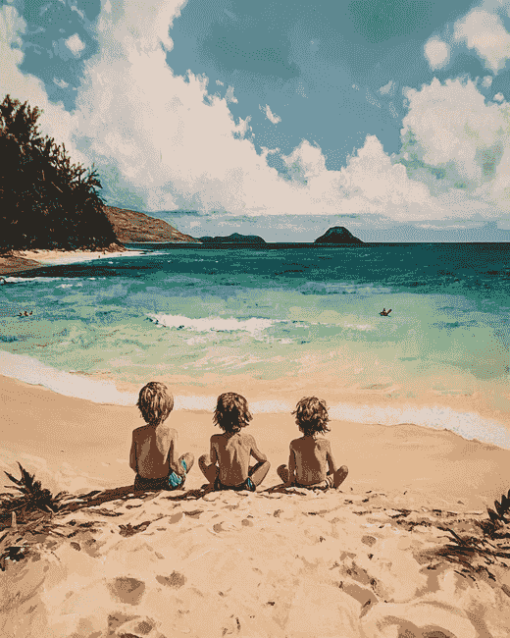 Kids on the Beach Diamond Painting