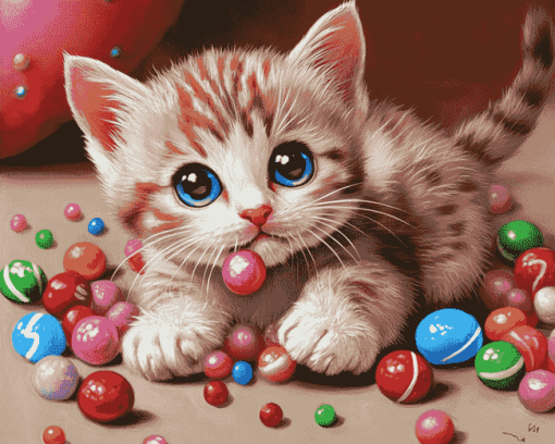 Kitten and Cartoons Diamond Painting