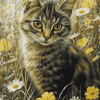 Kitten in Meadow Diamond Painting