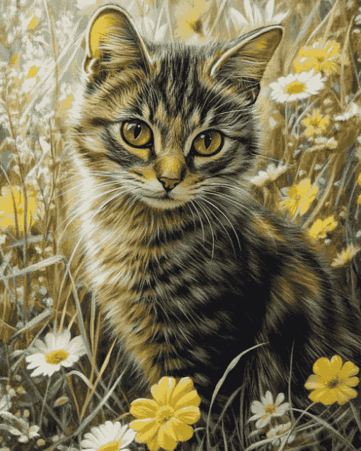 Kitten in Meadow Diamond Painting