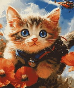 Kitty Poppies Diamond Painting