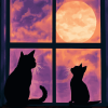 Kitty Silhouette Window View Diamond Painting