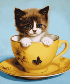 Kitty in a Cup Diamond Painting