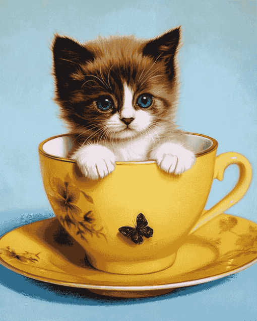 Kitty in a Cup Diamond Painting