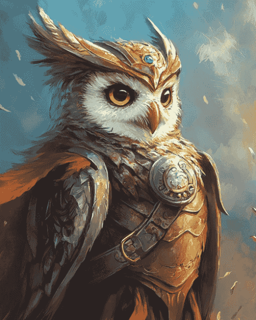 Knight Owl Warrior Diamond Painting