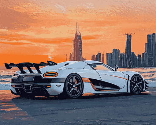 Koenigsegg Agera Sunset View Diamond Painting