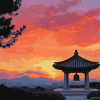 Korean Bell at Sunset Diamond Painting