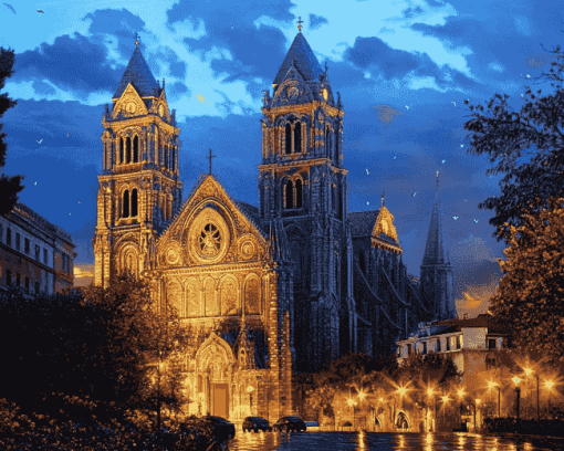 La Major Cathedral Nightscape Diamond Painting