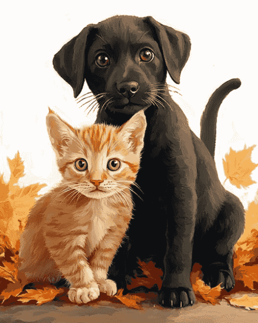 Lab and Cat Duo Diamond Painting