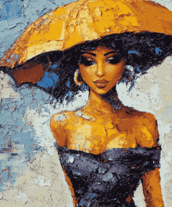 Ladies with Yellow Umbrella Diamond Painting