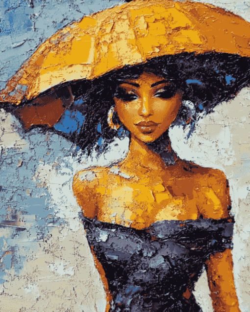 Ladies with Yellow Umbrella Diamond Painting