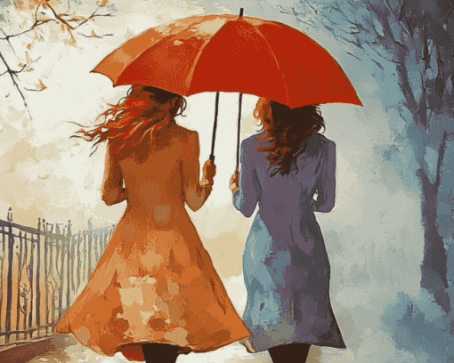 Lady With Umbrella Diamond Painting