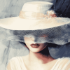 Lady with White Hat Diamond Painting