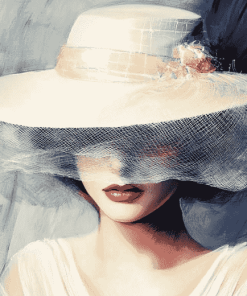 Lady with White Hat Diamond Painting