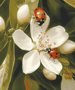 Ladybug on Orange Blossom Diamond Painting