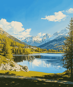 Lake Saint Moritz Landscape Diamond Painting