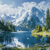 Lake Washington Mountain Scenery Diamond Painting