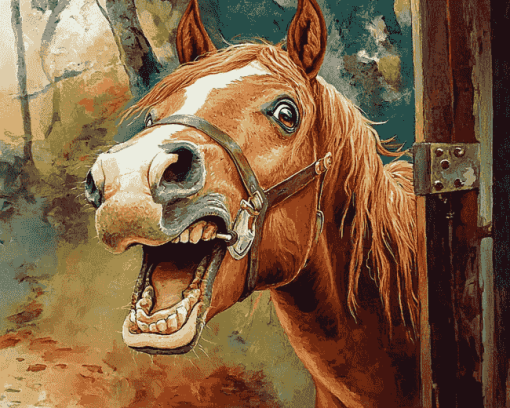 Laughing Horse Brown Diamond Painting