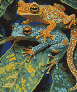 Leaf-Inspired Frog and Gecko Diamond Painting