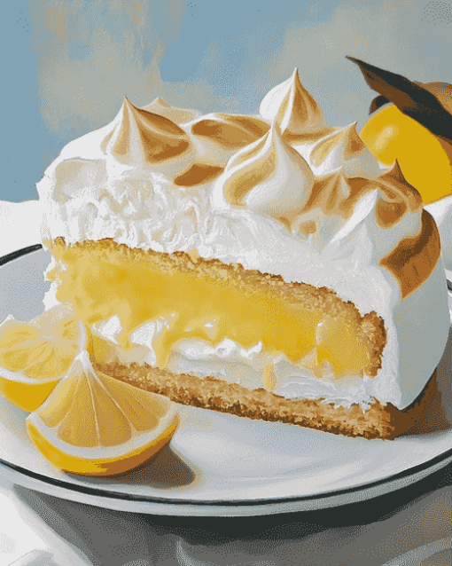 Lemon Meringue Cake Delight Diamond Painting