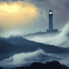 Lighthouse in Stormy Seascape Diamond Painting