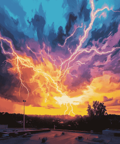 Lightning Sunset Diamond Painting