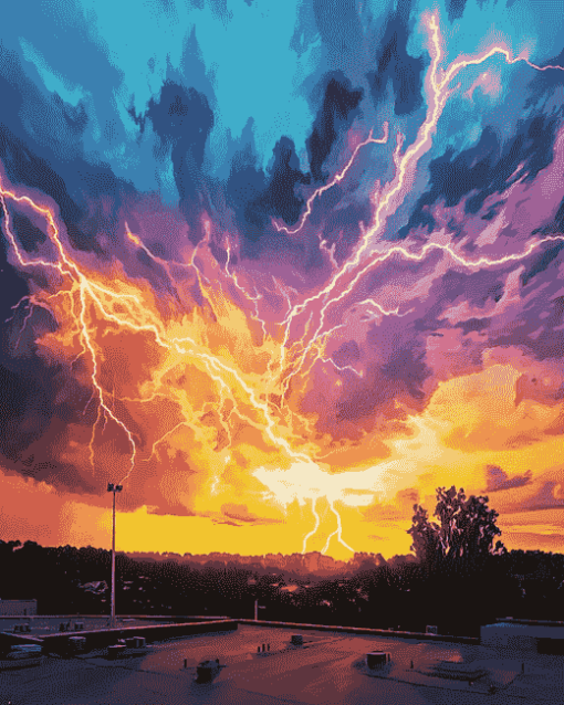 Lightning Sunset Diamond Painting