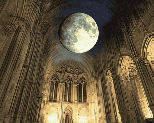 Lincoln Cathedral Night Scene Diamond Painting