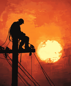 Lineman at Sunset Diamond Painting