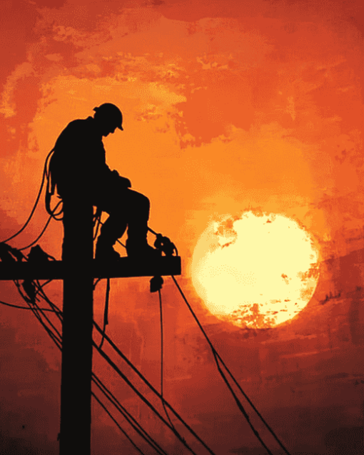 Lineman at Sunset Diamond Painting